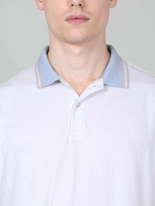 T-Shirt for Men | Breathable & Soft with Color Fastness Regular Fit Polo Neck Cotton Blend Fabric Solid Pattern