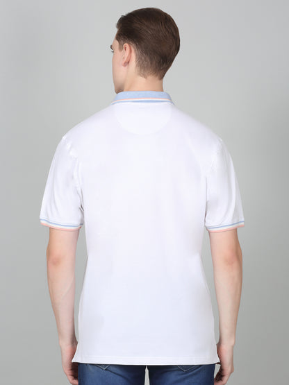 T-Shirt for Men | Breathable & Soft with Color Fastness Regular Fit Polo Neck Cotton Blend Fabric Solid Pattern