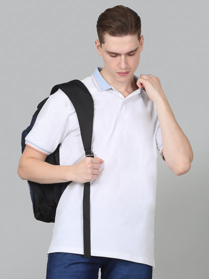 T-Shirt for Men | Breathable & Soft with Color Fastness Regular Fit Polo Neck Cotton Blend Fabric Solid Pattern