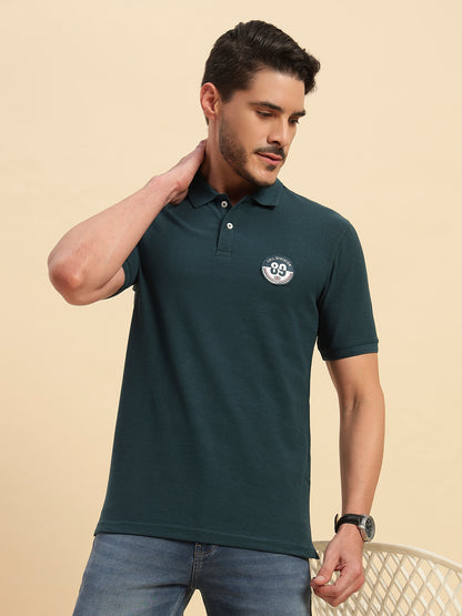 T-Shirt for Men | Breathable & Soft with Color Fastness Regular Fit Polo Neck Poly Cotton Fabric Solid Pattern