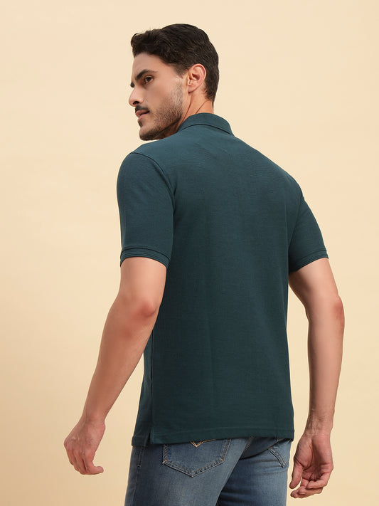 T-Shirt for Men | Breathable & Soft with Color Fastness Regular Fit Polo Neck Poly Cotton Fabric Solid Pattern