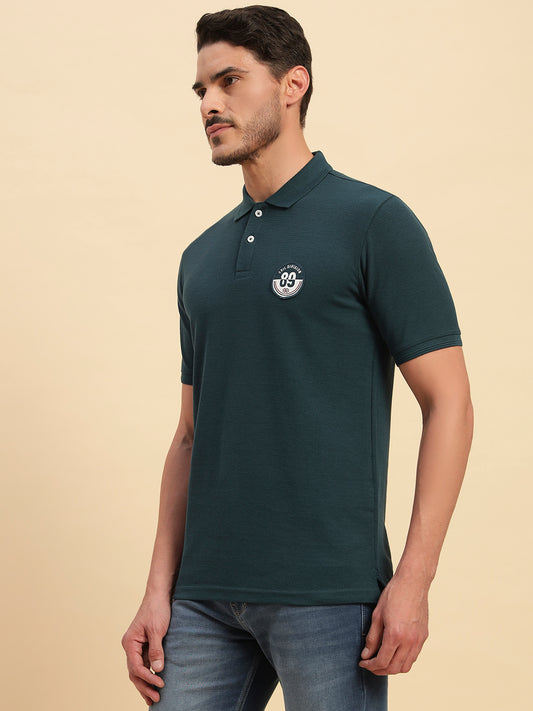 T-Shirt for Men | Breathable & Soft with Color Fastness Regular Fit Polo Neck Poly Cotton Fabric Solid Pattern