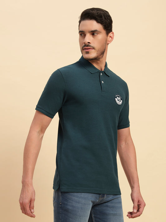 T-Shirt for Men | Breathable & Soft with Color Fastness Regular Fit Polo Neck Poly Cotton Fabric Solid Pattern