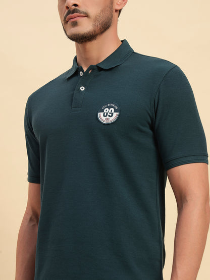 T-Shirt for Men | Breathable & Soft with Color Fastness Regular Fit Polo Neck Poly Cotton Fabric Solid Pattern