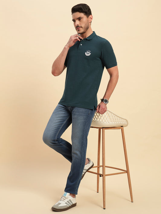 T-Shirt for Men | Breathable & Soft with Color Fastness Regular Fit Polo Neck Poly Cotton Fabric Solid Pattern