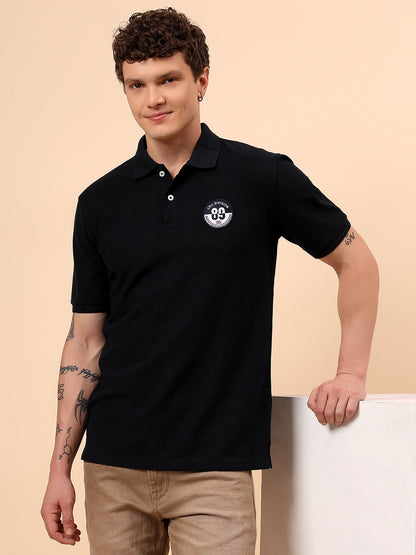 T-Shirt for Men | Breathable & Soft with Color Fastness Regular Fit Polo Neck Poly Cotton Fabric Solid Pattern