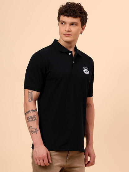 T-Shirt for Men | Breathable & Soft with Color Fastness Regular Fit Polo Neck Poly Cotton Fabric Solid Pattern