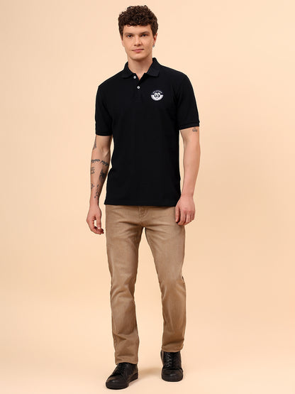 T-Shirt for Men | Breathable & Soft with Color Fastness Regular Fit Polo Neck Poly Cotton Fabric Solid Pattern