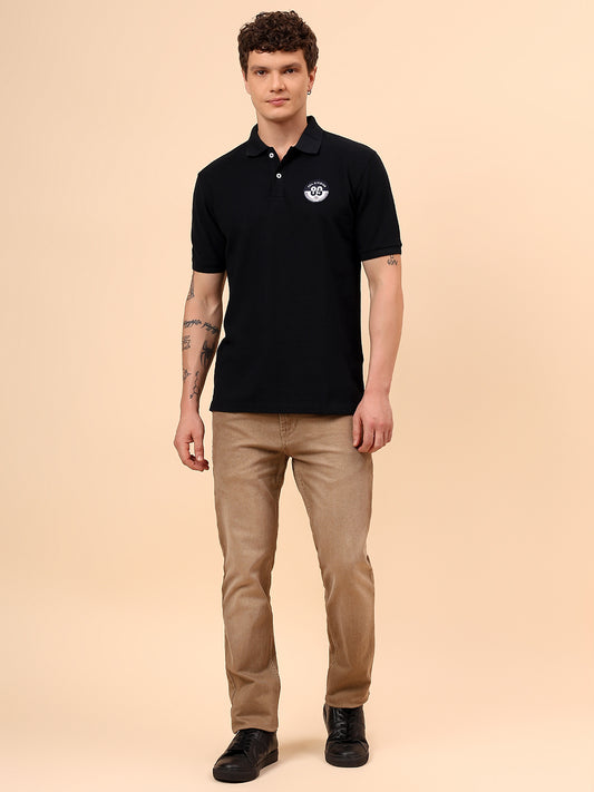 T-Shirt for Men | Breathable & Soft with Color Fastness Regular Fit Polo Neck Poly Cotton Fabric Solid Pattern