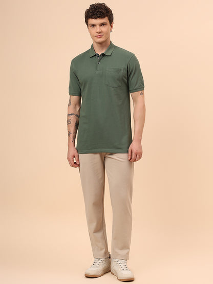 T-Shirt for Men | Breathable & Soft with Color Fastness Regular Fit Polo Neck Poly Cotton Fabric Solid Pattern