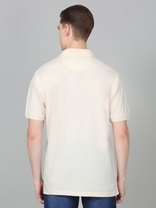 T-Shirt for Men | Breathable & Soft with Color Fastness Regular Fit Polo Neck Poly Cotton Fabric Solid Pattern