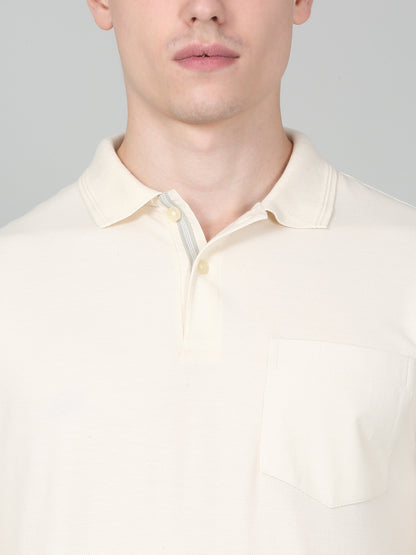 T-Shirt for Men | Breathable & Soft with Color Fastness Regular Fit Polo Neck Poly Cotton Fabric Solid Pattern