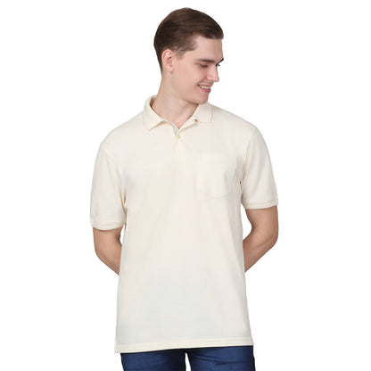 T-Shirt for Men | Breathable & Soft with Color Fastness Regular Fit Polo Neck Poly Cotton Fabric Solid Pattern