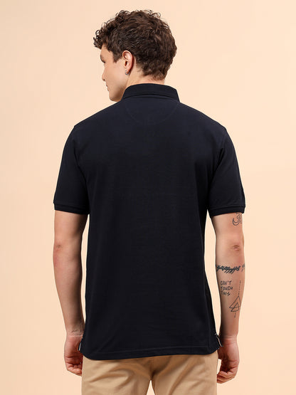 T-Shirt for Men | Breathable & Soft with Color Fastness Regular Fit Polo Neck Poly Cotton Fabric Solid Pattern