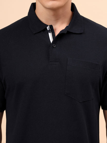 T-Shirt for Men | Breathable & Soft with Color Fastness Regular Fit Polo Neck Poly Cotton Fabric Solid Pattern
