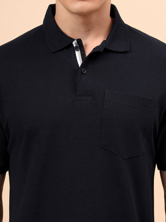 T-Shirt for Men | Breathable & Soft with Color Fastness Regular Fit Polo Neck Poly Cotton Fabric Solid Pattern