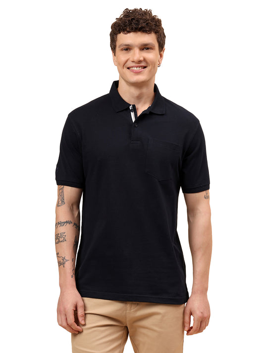 T-Shirt for Men | Breathable & Soft with Color Fastness Regular Fit Polo Neck Poly Cotton Fabric Solid Pattern