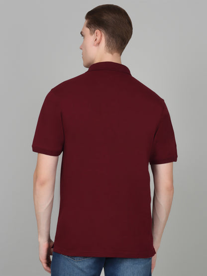 T-Shirt for Men | Breathable & Soft with Color Fastness Regular Fit Polo Neck Poly Cotton Fabric Solid Pattern