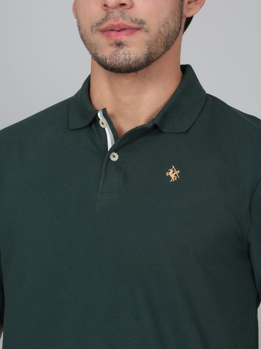 T-Shirt for Men | Breathable & Soft with Color Fastness Regular Fit Polo Neck Poly Cotton Fabric Solid Pattern