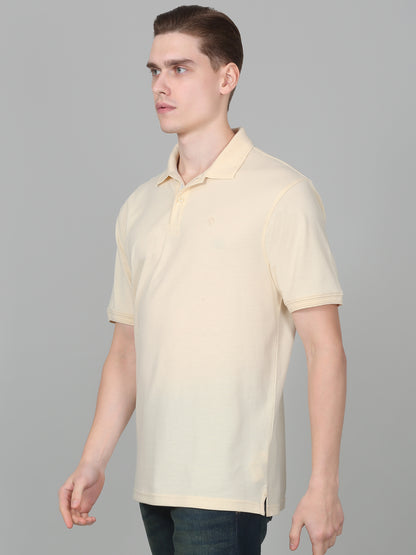 T-Shirt for Men | Breathable & Soft with Color Fastness Regular Fit Polo Neck Poly Cotton Fabric Solid Pattern