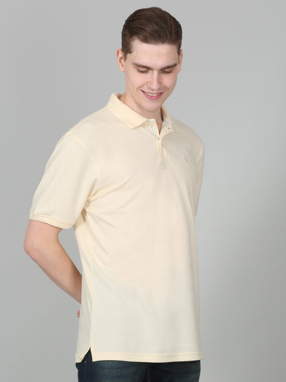 T-Shirt for Men | Breathable & Soft with Color Fastness Regular Fit Polo Neck Poly Cotton Fabric Solid Pattern