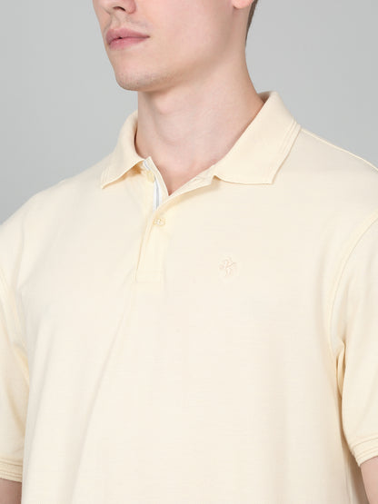 T-Shirt for Men | Breathable & Soft with Color Fastness Regular Fit Polo Neck Poly Cotton Fabric Solid Pattern