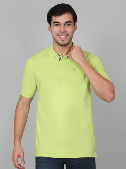 T-Shirt for Men | Breathable & Soft with Color Fastness Regular Fit Polo Neck Poly Cotton Fabric Solid Pattern