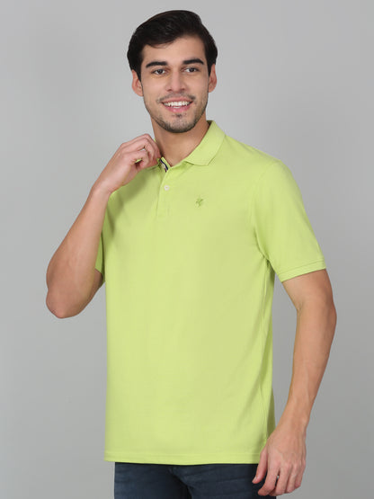 T-Shirt for Men | Breathable & Soft with Color Fastness Regular Fit Polo Neck Poly Cotton Fabric Solid Pattern