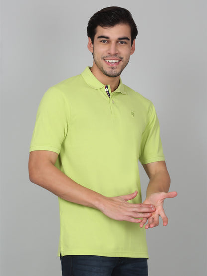 T-Shirt for Men | Breathable & Soft with Color Fastness Regular Fit Polo Neck Poly Cotton Fabric Solid Pattern