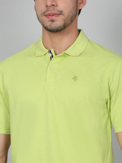 T-Shirt for Men | Breathable & Soft with Color Fastness Regular Fit Polo Neck Poly Cotton Fabric Solid Pattern