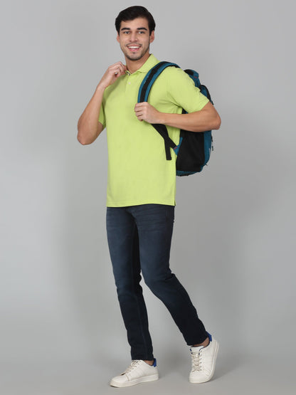 T-Shirt for Men | Breathable & Soft with Color Fastness Regular Fit Polo Neck Poly Cotton Fabric Solid Pattern