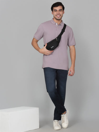 T-Shirt for Men | Breathable & Soft with Color Fastness Regular Fit Polo Neck Poly Cotton Fabric Solid Pattern