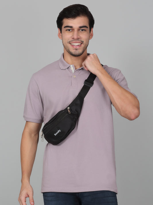 T-Shirt for Men | Breathable & Soft with Color Fastness Regular Fit Polo Neck Poly Cotton Fabric Solid Pattern