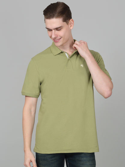T-Shirt for Men | Breathable & Soft with Color Fastness Regular Fit Polo Neck Poly Cotton Fabric Solid Pattern
