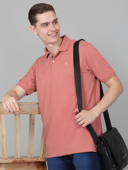 T-Shirt for Men | Breathable & Soft with Color Fastness Regular Fit Polo Neck Poly Cotton Fabric Solid Pattern