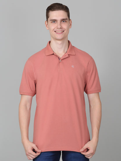T-Shirt for Men | Breathable & Soft with Color Fastness Regular Fit Polo Neck Poly Cotton Fabric Solid Pattern