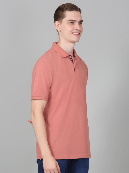 T-Shirt for Men | Breathable & Soft with Color Fastness Regular Fit Polo Neck Poly Cotton Fabric Solid Pattern