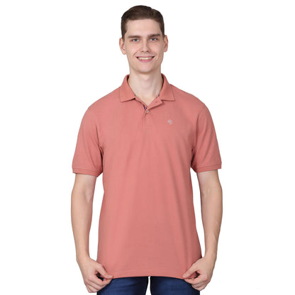 T-Shirt for Men | Breathable & Soft with Color Fastness Regular Fit Polo Neck Poly Cotton Fabric Solid Pattern