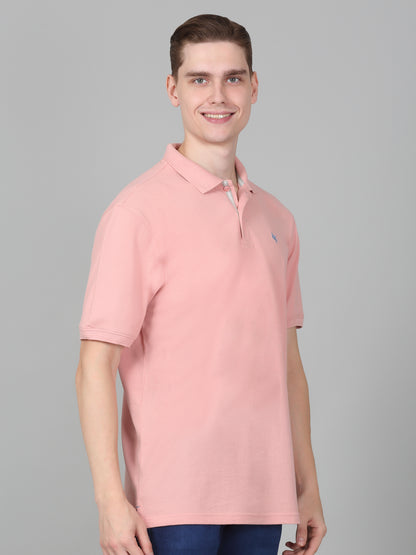 T-Shirt for Men | Breathable & Soft with Color Fastness Regular Fit Polo Neck Poly Cotton Fabric Solid Pattern