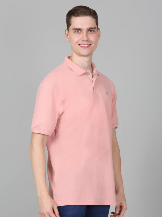 T-Shirt for Men | Breathable & Soft with Color Fastness Regular Fit Polo Neck Poly Cotton Fabric Solid Pattern