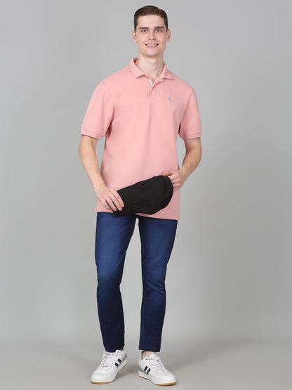 T-Shirt for Men | Breathable & Soft with Color Fastness Regular Fit Polo Neck Poly Cotton Fabric Solid Pattern