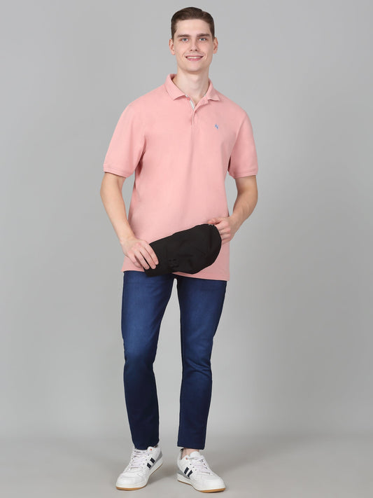 T-Shirt for Men | Breathable & Soft with Color Fastness Regular Fit Polo Neck Poly Cotton Fabric Solid Pattern