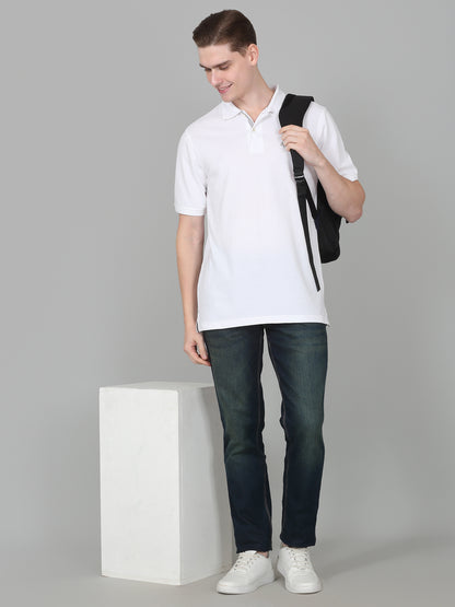 T-Shirt for Men | Breathable & Soft with Color Fastness Regular Fit Polo Neck Poly Cotton Fabric Solid Pattern