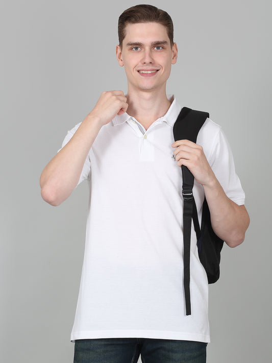 T-Shirt for Men | Breathable & Soft with Color Fastness Regular Fit Polo Neck Poly Cotton Fabric Solid Pattern