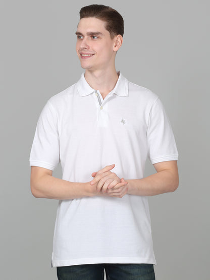 T-Shirt for Men | Breathable & Soft with Color Fastness Regular Fit Polo Neck Poly Cotton Fabric Solid Pattern