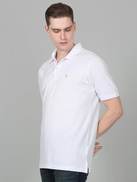 T-Shirt for Men | Breathable & Soft with Color Fastness Regular Fit Polo Neck Poly Cotton Fabric Solid Pattern