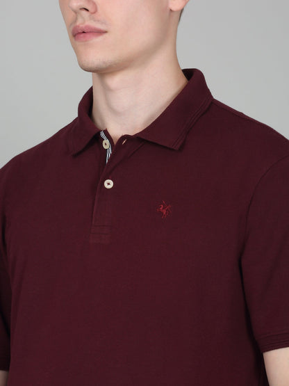 T-Shirt for Men | Breathable & Soft with Color Fastness Regular Fit Polo Neck Poly Cotton Fabric Solid Pattern