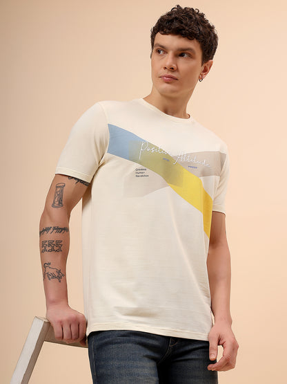 T-Shirt for Men | Breathable & Soft with Color Fastness Regular Fit Round Neck Poly Cotton Fabric Colour Block Pattern