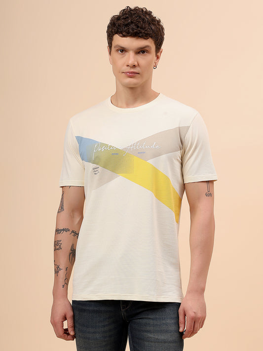 T-Shirt for Men | Breathable & Soft with Color Fastness Regular Fit Round Neck Poly Cotton Fabric Colour Block Pattern