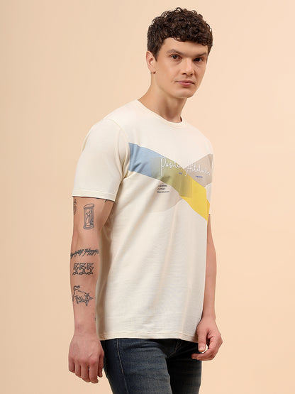 T-Shirt for Men | Breathable & Soft with Color Fastness Regular Fit Round Neck Poly Cotton Fabric Colour Block Pattern